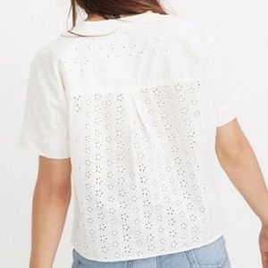 Madewell Boxy Cropped Eyelet Shirt White